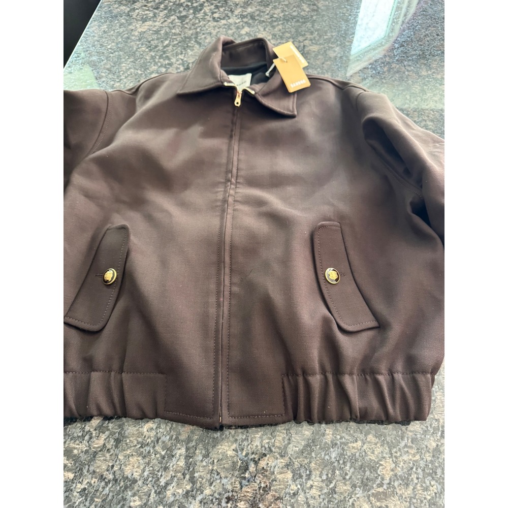 Sandro Titouan Brown Zip Up Bomber Jacket Marron Gold Button H25TITOUAN Size 42 - Picture 6 of 11